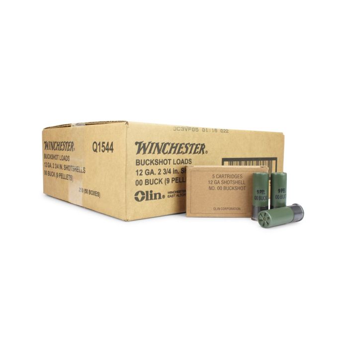 USGI 12ga Shotgun 00 Buckshot 9 Pellet (OD Green Hull / Black Head)
