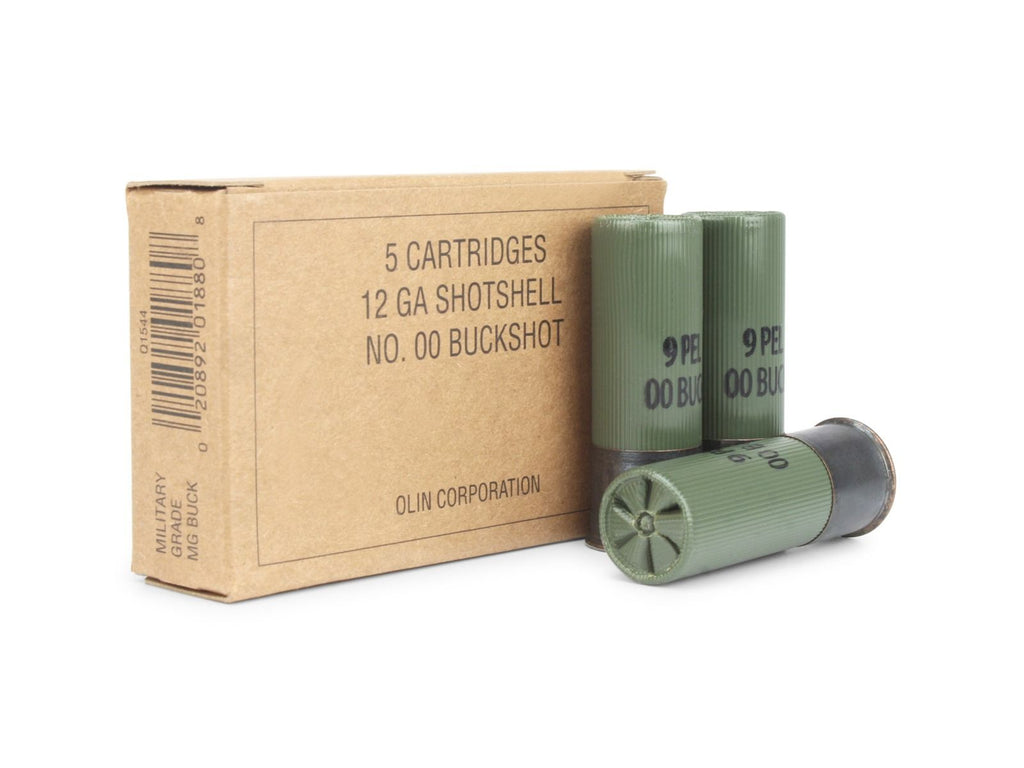 USGI 12ga Shotgun 00 Buckshot 9 Pellet (OD Green Hull / Black Head)