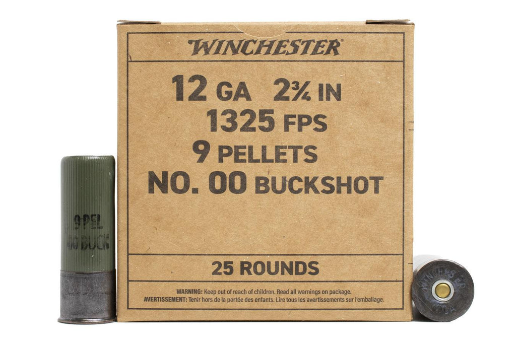 USGI 12ga Shotgun 00 Buckshot 9 Pellet (OD Green Hull / Black Head)