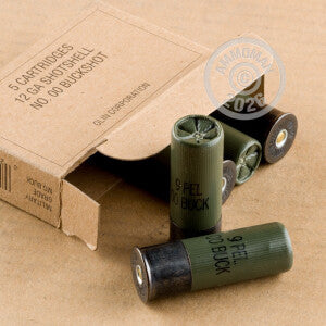 USGI 12ga Shotgun 00 Buckshot 9 Pellet (OD Green Hull / Black Head)