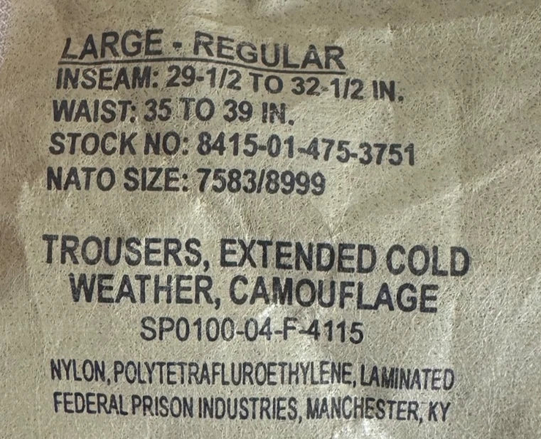 USGI Cold Weather Trousers (ECWCS) GEN I, GEN II