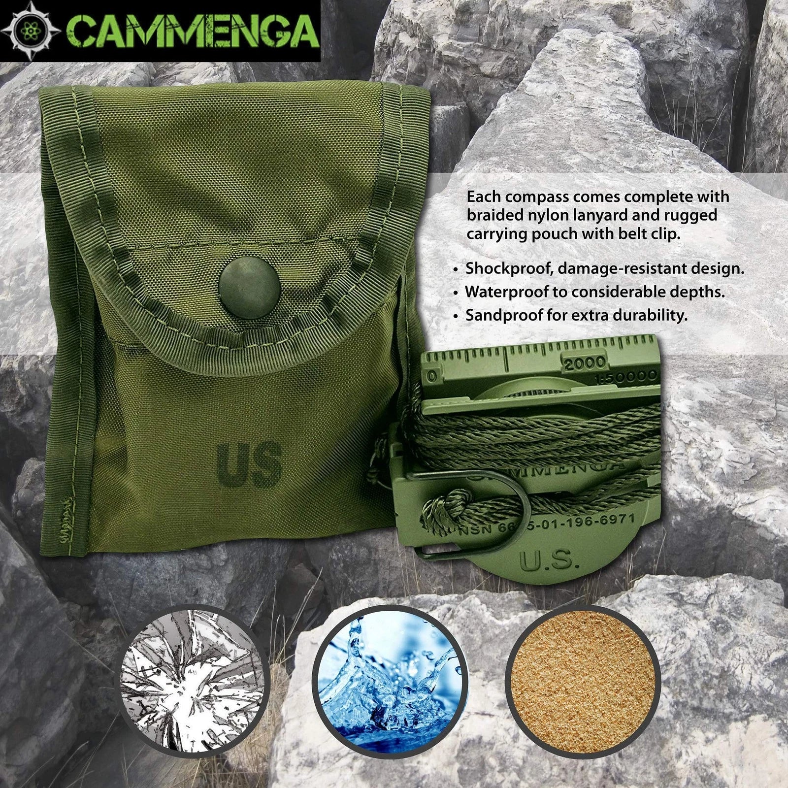 USGI Cammenga Model 3H Tritium Lensatic Compass